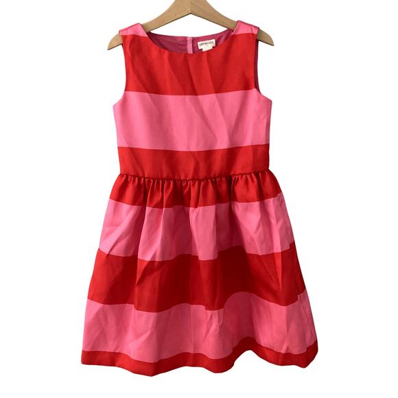 Crewcuts J. Crew Sleeveless Striped Taffeta Dress - Pink Red - 7 - Picture 1 of 6